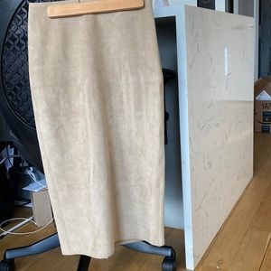 Babaton suede midi skirt